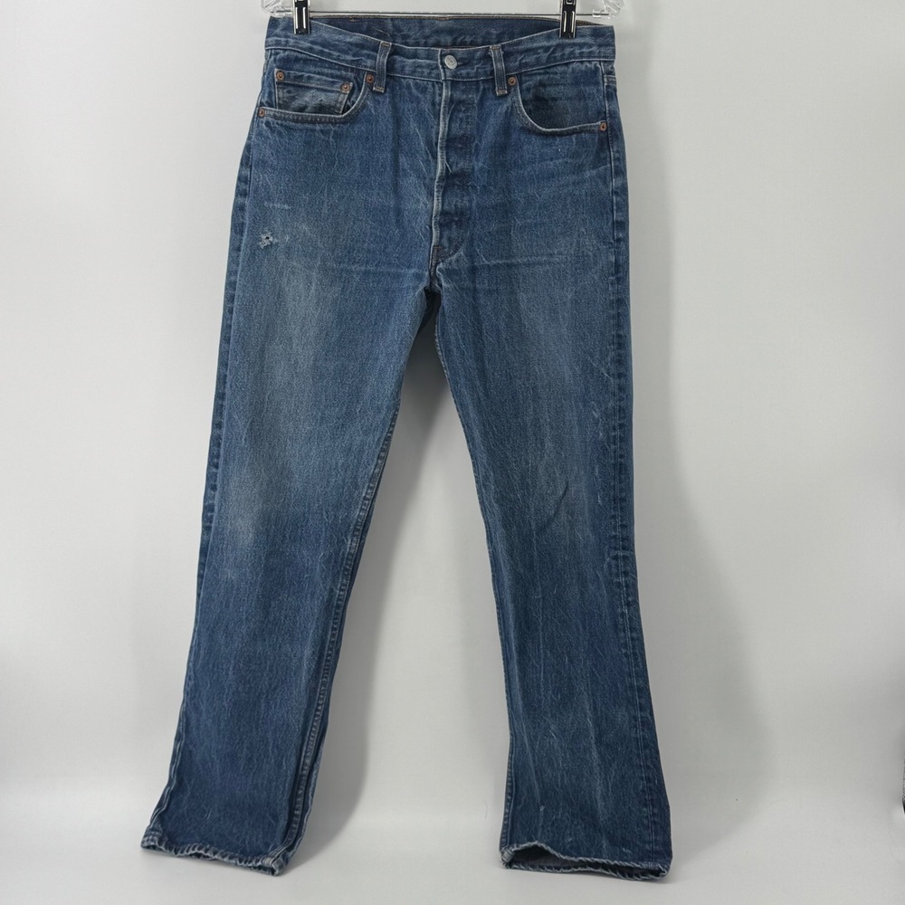Vintage Levis 501 0000 Blue Denim Jeans 35x34 Made in USA 80s Button Fly 515